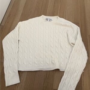 DKNY Cream Cable Knit Crew Neck Sweater